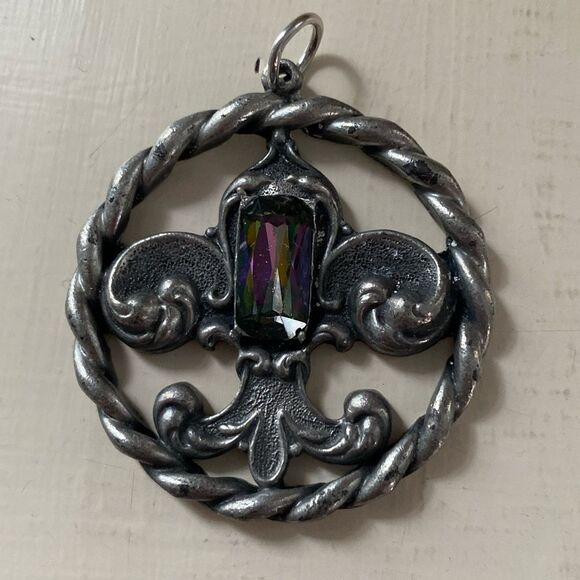 Vintage 1960s 60s SWANK Boho Rhinestone Pendant - Picture 1 of 4